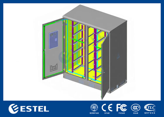 خزانة كهربائية خارجية مزدوجة المقصورات IP65 42U - RAL7035، فولاذ مجلفن 1.5 مم وبناء من الفولاذ المقاوم للصدأ SUS316 لتعزيز المتانة والحماية