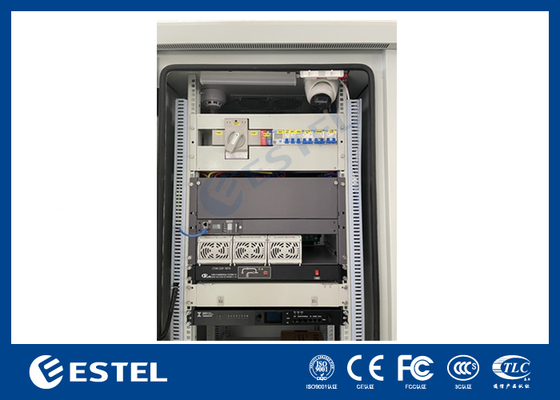 خزانة بطاريات خارجية IP55 22U مع نظام طاقة مقوم مدمج 9 كيلو واط 48 فولت تيار مستمر لتطبيقات الاتصالات