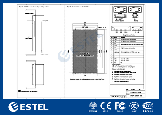 48VDC 325W/K مُبادل حرارة الحجرة مع اتصال RS485 MODBUS RTU